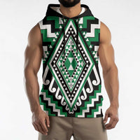Green New Zealand Taniko Poutama Patikitiki Sleeveless Hoodie - Polynesian Pride