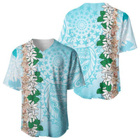 Cook Islands Tiare Maori With Conch Shell Baseball Jersey Pasifika Fest Polynesian Tattoo Turquoise
