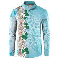 Cook Islands Tiare Maori With Conch Shell Button Sweatshirt Pasifika Fest Polynesian Tattoo Turquoise