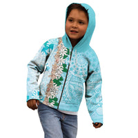 Cook Islands Tiare Maori With Conch Shell Kid Hoodie Pasifika Fest Polynesian Tattoo Turquoise