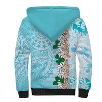 Cook Islands Tiare Maori With Conch Shell Sherpa Hoodie Pasifika Fest Polynesian Tattoo Turquoise