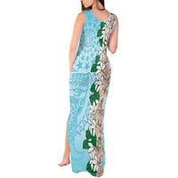 Cook Islands Tiare Maori With Conch Shell Tank Maxi Dress Pasifika Fest Polynesian Tattoo Turquoise