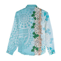 Cook Islands Tiare Maori With Conch Shell Women Casual Shirt Pasifika Fest Polynesian Tattoo Turquoise