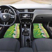 Cook Islands Tiare Maori With Conch Shell Car Mats Pasifika Fest Polynesian Tattoo Green