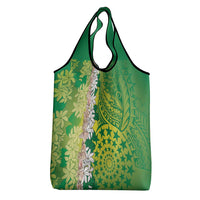 Cook Islands Tiare Maori With Conch Shell Grocery Bag Pasifika Fest Polynesian Tattoo Green