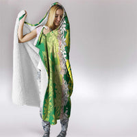 Cook Islands Tiare Maori With Conch Shell Hooded Blanket Pasifika Fest Polynesian Tattoo Green
