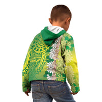 Cook Islands Tiare Maori With Conch Shell Kid Hoodie Pasifika Fest Polynesian Tattoo Green