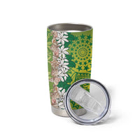 Cook Islands Tiare Maori With Conch Shell Tumbler Cup Pasifika Fest Polynesian Tattoo Green