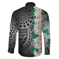 Cook Islands Tiare Maori With Conch Shell Family Matching Off The Shoulder Long Sleeve Dress and Hawaiian Shirt Pasifika Fest Polynesian Tattoo Black LT14 - Polynesian Pride