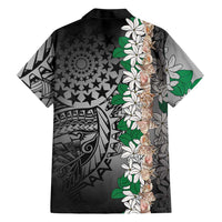 Cook Islands Tiare Maori With Conch Shell Family Matching Off Shoulder Short Dress and Hawaiian Shirt Pasifika Fest Polynesian Tattoo Black LT14 - Polynesian Pride