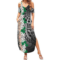 Cook Islands Tiare Maori With Conch Shell Family Matching Summer Maxi Dress and Hawaiian Shirt Pasifika Fest Polynesian Tattoo Black LT14 Mom's Dress Black - Polynesian Pride