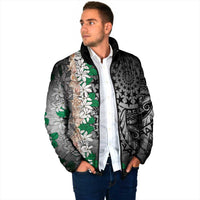 Cook Islands Tiare Maori With Conch Shell Padded Jacket Pasifika Fest Polynesian Tattoo Black