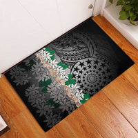 Cook Islands Tiare Maori With Conch Shell Rubber Doormat Pasifika Fest Polynesian Tattoo Black