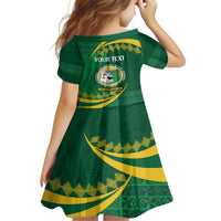 Personalised Tonga Liahona-Saineha High School Family Matching Off The Shoulder Long Sleeve Dress and Hawaiian Shirt Happy 76 Years Anniversary LT14 - Polynesian Pride