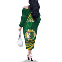 Personalised Tonga Liahona-Saineha High School Family Matching Off The Shoulder Long Sleeve Dress and Hawaiian Shirt Happy 76 Years Anniversary LT14 - Polynesian Pride