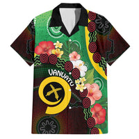 Long God Yumi Stanap Vanuatu Family Matching Off Shoulder Maxi Dress and Hawaiian Shirt Tropical Flowers Aboriginal Pattern