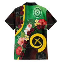 Long God Yumi Stanap Vanuatu Family Matching Off Shoulder Maxi Dress and Hawaiian Shirt Tropical Flowers Aboriginal Pattern