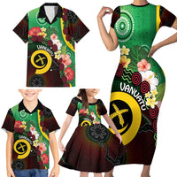 Long God Yumi Stanap Vanuatu Family Matching Short Sleeve Bodycon Dress and Hawaiian Shirt Tropical Flowers Aboriginal Pattern LT14 - Polynesian Pride