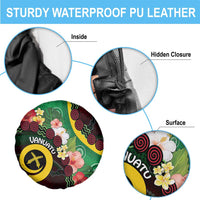 Long God Yumi Stanap Vanuatu Spare Tire Cover Tropical Flowers Aboriginal Pattern
