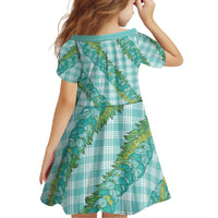 Hawaii Jade Vine Lei Family Matching Off Shoulder Maxi Dress and Hawaiian Shirt Aloha Palaka Motif - Turquoise LT14 - Polynesian Pride
