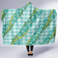 Hawaii Jade Vine Lei Hooded Blanket Aloha Palaka Motif - Turquoise LT14 One Size Turquoise - Polynesian Pride