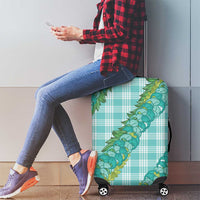 Hawaii Jade Vine Lei Luggage Cover Aloha Palaka Motif - Turquoise LT14 - Polynesian Pride