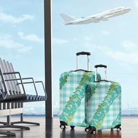 Hawaii Jade Vine Lei Luggage Cover Aloha Palaka Motif - Turquoise LT14 - Polynesian Pride