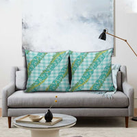 Hawaii Jade Vine Lei Pillow Cover Aloha Palaka Motif - Turquoise - Polynesian Pride