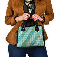 Hawaii Jade Vine Lei Shoulder Handbag Aloha Palaka Motif - Turquoise - Polynesian Pride