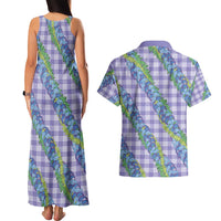 Hawaii Jade Vine Lei Couples Matching Tank Maxi Dress and Hawaiian Shirt Aloha Palaka Motif - Purple LT14 - Polynesian Pride