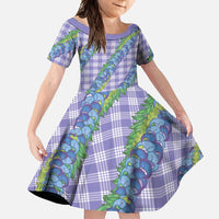 Hawaii Jade Vine Lei Family Matching Summer Maxi Dress and Hawaiian Shirt Aloha Palaka Motif - Purple LT14 Daughter's Dress Purple - Polynesian Pride