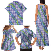 Hawaii Jade Vine Lei Family Matching Tank Maxi Dress and Hawaiian Shirt Aloha Palaka Motif - Purple LT14 - Polynesian Pride