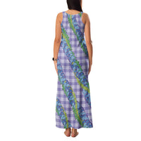 Hawaii Jade Vine Lei Family Matching Tank Maxi Dress and Hawaiian Shirt Aloha Palaka Motif - Purple LT14 - Polynesian Pride