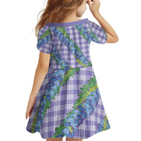 Hawaii Jade Vine Lei Kid Short Sleeve Dress Aloha Palaka Motif - Purple - Polynesian Pride
