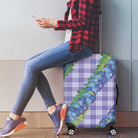 Hawaii Jade Vine Lei Luggage Cover Aloha Palaka Motif - Purple - Polynesian Pride