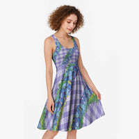 Hawaii Jade Vine Lei Midi Dress Aloha Palaka Motif - Purple - Polynesian Pride