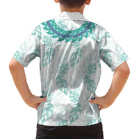 Jade Vine Lei Hawaii Family Matching Off The Shoulder Long Sleeve Dress and Hawaiian Shirt Aloha Seamless Tropical Leaves LT14 - Polynesian Pride