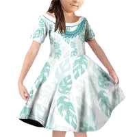 Jade Vine Lei Hawaii Family Matching Off Shoulder Short Dress and Hawaiian Shirt Aloha Seamless Tropical Leaves LT14 Daughter's Dress White - Polynesian Pride