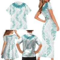 Jade Vine Lei Hawaii Family Matching Short Sleeve Bodycon Dress and Hawaiian Shirt Aloha Seamless Tropical Leaves LT14 - Polynesian Pride