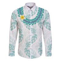 Jade Vine Lei Hawaii Family Matching Tank Maxi Dress and Hawaiian Shirt Aloha Seamless Tropical Leaves LT14 Dad's Shirt - Long Sleeve White - Polynesian Pride