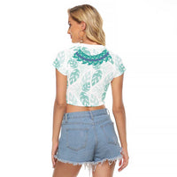 Jade Vine Lei Hawaii Raglan Cropped T Shirt Aloha Seamless Tropical Leaves LT14 - Polynesian Pride