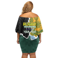 Personalised Rugby 2025 Championship Off Shoulder Short Dress Southern Hemisphere Countries Mascots LT14 - Polynesian Pride