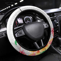 Aloha Hawaii Nene Goose Steering Wheel Cover Tropical Flowers Watercolor Stylized - Polynesian Pride