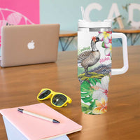Aloha Hawaii Nene Goose Tumbler With Handle Tropical Flowers Watercolor Stylized LT14 - Polynesian Pride