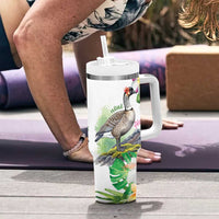 Aloha Hawaii Nene Goose Tumbler With Handle Tropical Flowers Watercolor Stylized LT14 - Polynesian Pride