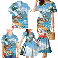 Aloha Hawaii Shaka Nene Goose Family Matching Mermaid Dress and Hawaiian Shirt Surfing Take It Easy LT14 - Polynesian Pride