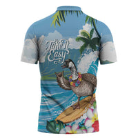 Aloha Hawaii Shaka Nene Goose Zipper Polo Shirt Surfing Take It Easy - Polynesian Pride
