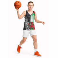 New Zealand and Wales Rugby Custom Basketball Jersey Aotearoa All Black Combine Welsh Dragon - Polynesian Pride