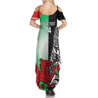 New Zealand and Wales Rugby Custom Family Matching Summer Maxi Dress and Hawaiian Shirt Aotearoa All Black Combine Welsh Dragon LT14 - Polynesian Pride