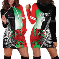 New Zealand and Wales Rugby Custom Hoodie Dress Aotearoa All Black Combine Welsh Dragon LT14 - Polynesian Pride